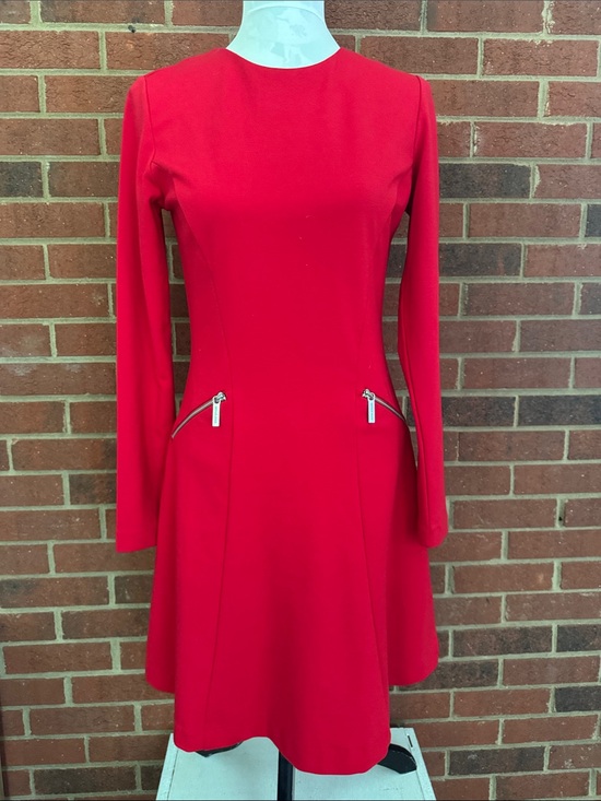 MICHAEL Michael Kors Dresses & Skirts - MICHEAL Michael Kors Red Long-Sleeve A-Line Dress with Zip Details